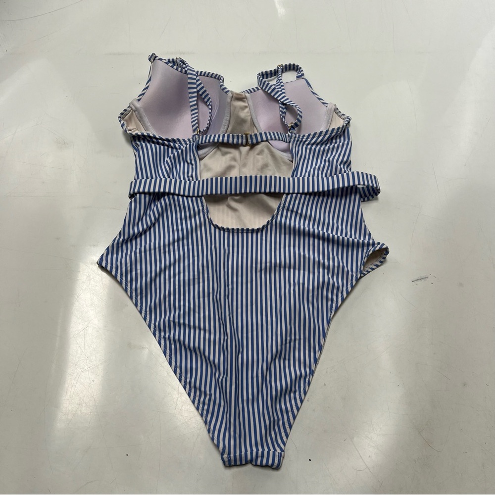weworewhat women’s blue white striped swimsuit one piece XL L116-13 - Picture 3 of 6